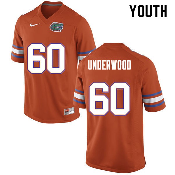 Youth #60 Houston Underwood Florida Gators College Football Jerseys Orange